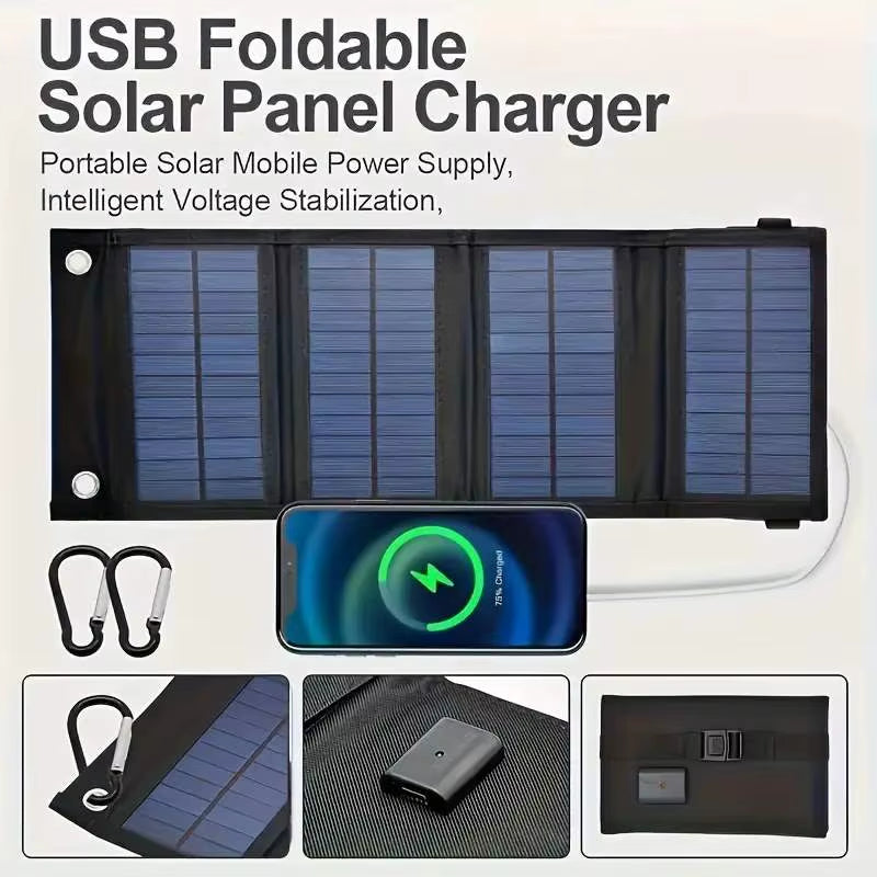 Portable USB Foldable Solar Panel, Folding Solar Panels for Travel, Mobile Phone Charging Bank, Flashlight, Fan, Mobile Phone Ba